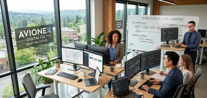 AvioneX Digital Co. AI-powered team at our Kent, WA office